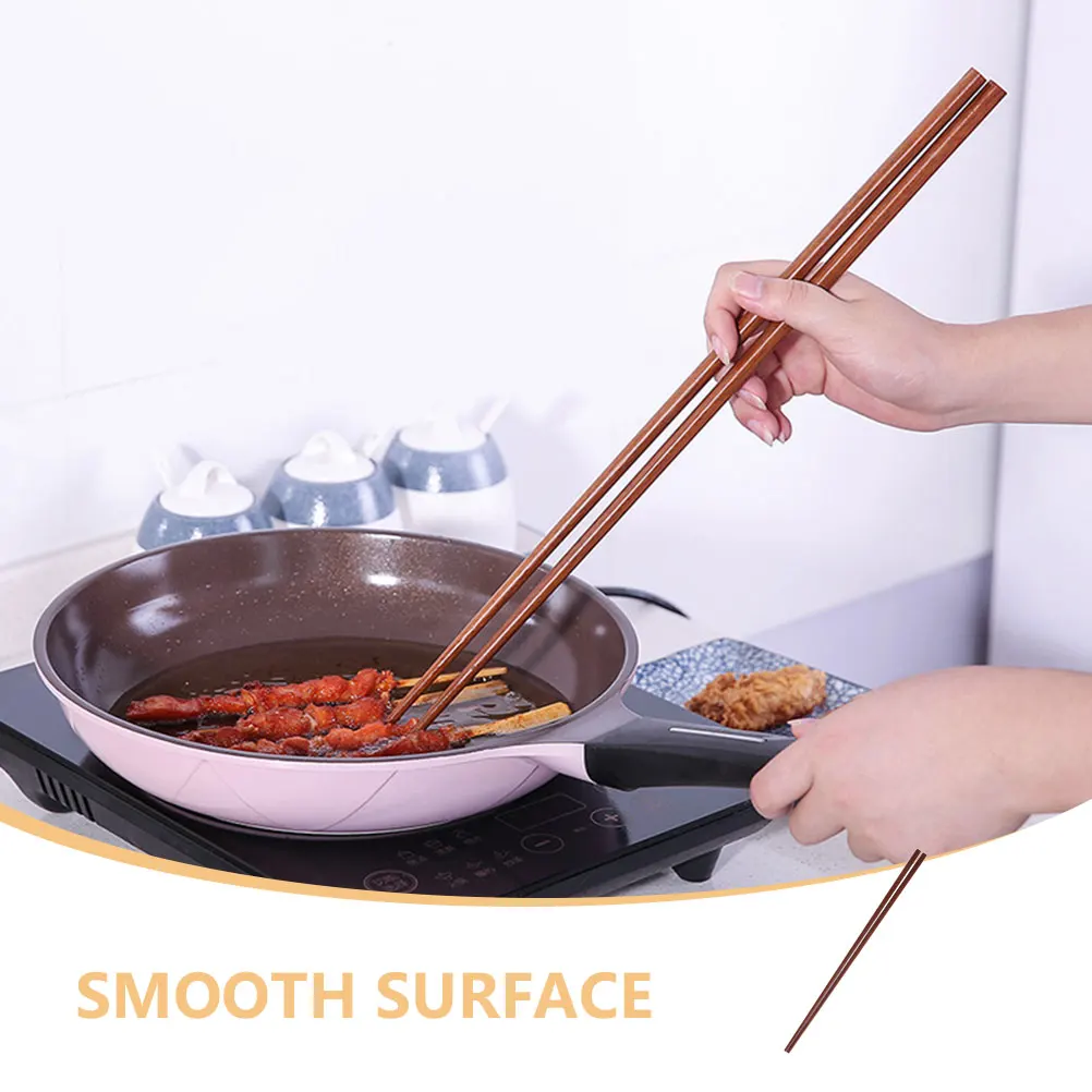 

1 Pair 42Cm Extra Long Red Sandalwood Style Wooden Cooking Chopsticks Heat Resistant Reusable For Hot Pot Frying Noodles Kitchen