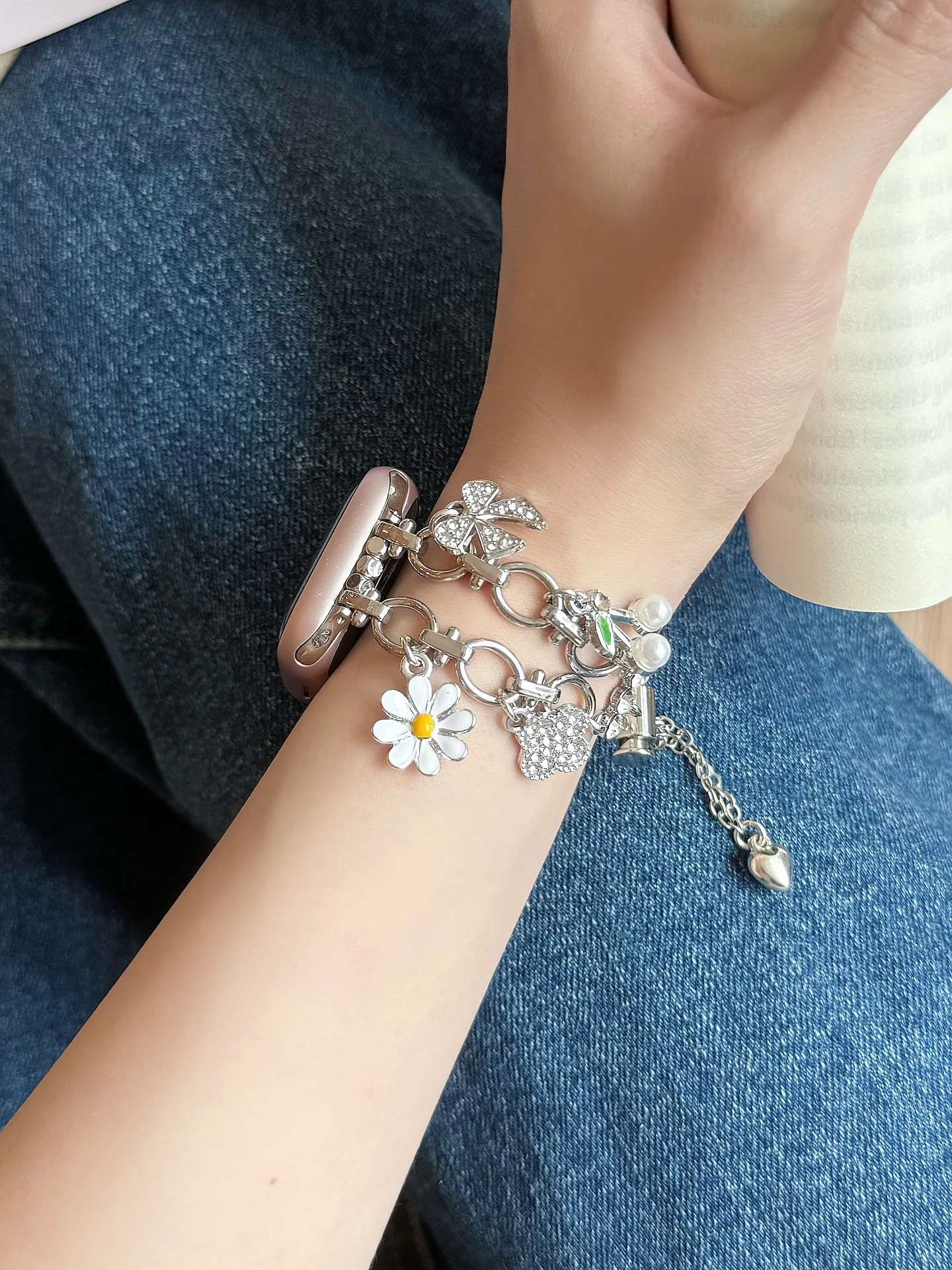 Ювелирный ремешок для Apple Watch S10 46 мм 42 41 45 44 38 40 49 мм Женский браслет с металлическими звеньями для iWatch Series 9 Ultra 8 7 6 5 4 SE