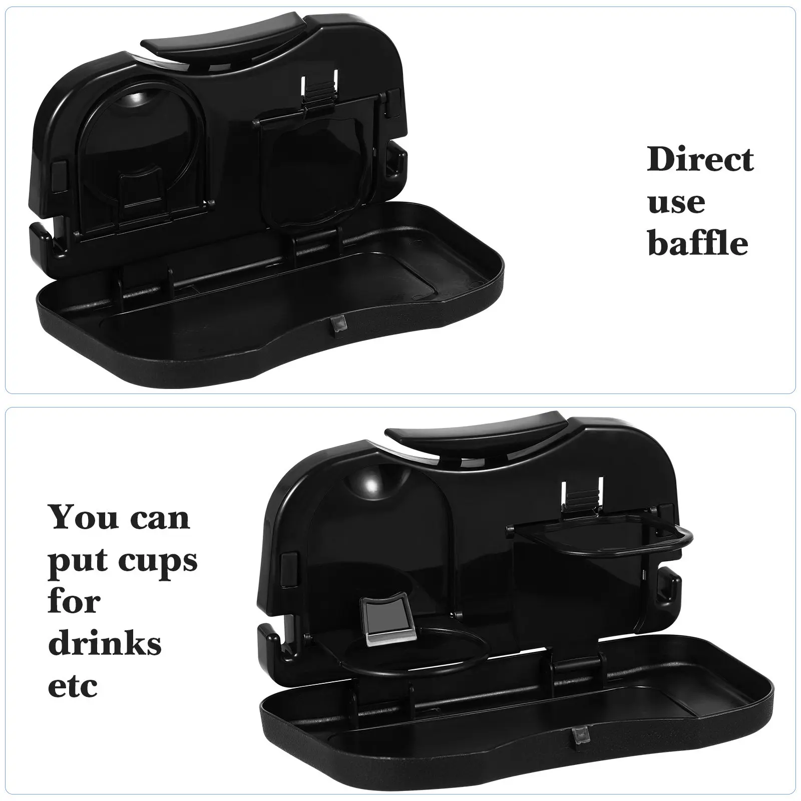 Foldable Car Food Tray Table for Seat Back 2 Cup Holders Multipurpose Flat Surfaces Compact Space Saving Organizer for Bottles view 4
