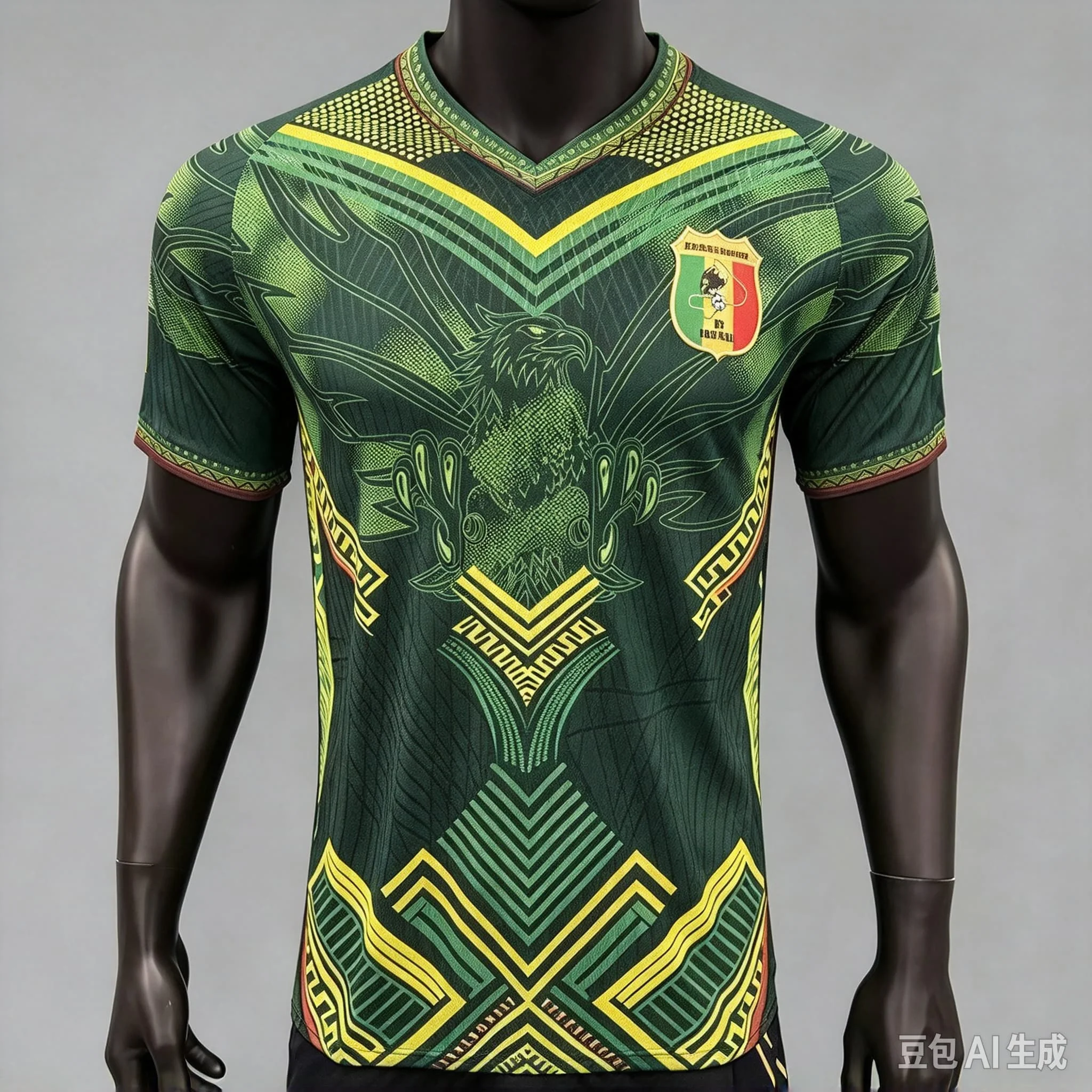 Mali Team Soccer Jersey Men V‑Neck Short Sleeve Football Shirt  Quick‑Dry Tops Match Training Fan Sport Uniform Family Matching