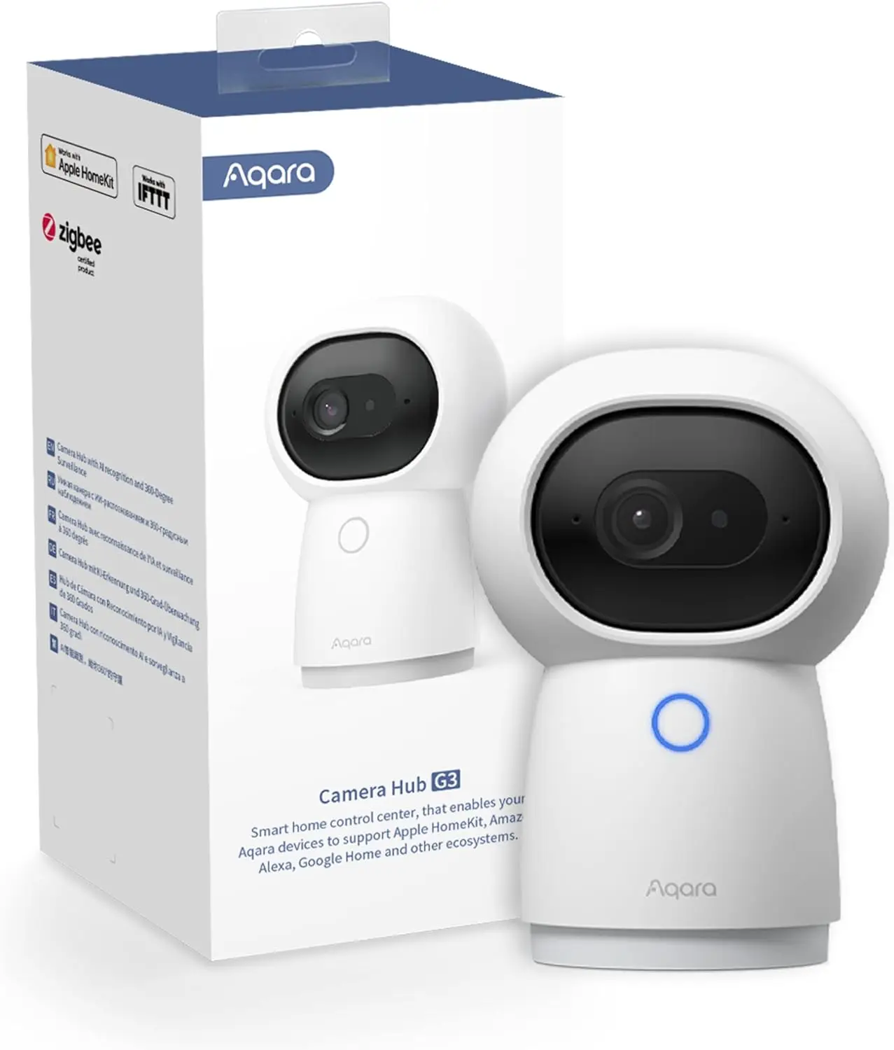 

2K Security Indoor Camera Hub G3, AI Facial and Gesture Recognition, Infrared Remote Control, 360° Viewing Angle via Pan