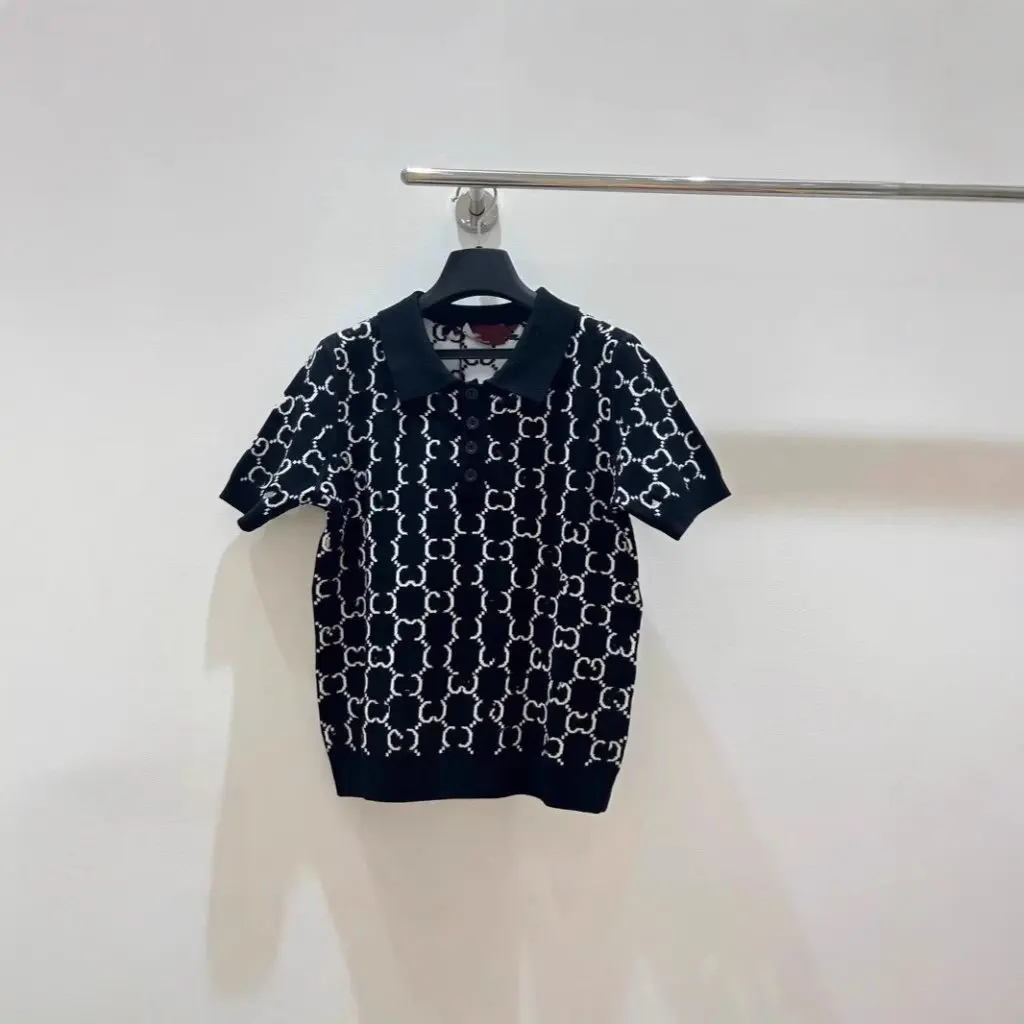 

Shenzhen Nanyou Women's High-Quality Early Spring Double-Sided Knitted Polo Shirt 25 Full Printed 3D Letter Lel Short-Sleeved