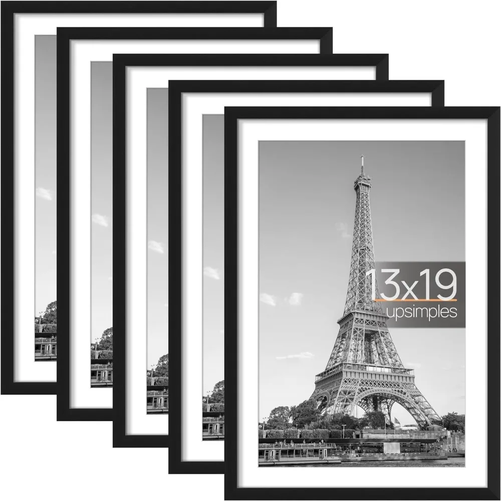 Photo Frames Album for Photographs Display Pictures 11x17 With Mat or 13x19 Without Mat Black Photocard Holder Card Supplies