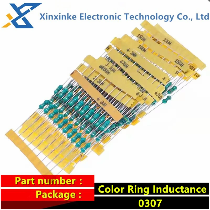 20PCS 0307 1/4W ตัวเหนี่ยวนําสีแหวนตัวเหนี่ยวนํา 0.1/1/1.8/2.2/3.3/4.7/6.8/10/15/18/22/33/39/47/56/82/100/150/220/470/680/1000 uH