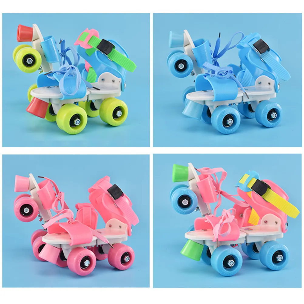 

Adjustable Double Row Skate Shoes Four Wheels Size 25-32 Pink Gift Protective Skating Shoes Gift