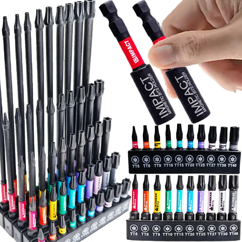 

Torx Magnetic Screwdriver Bit Set 25-150mm Hex Shank Batch Head S2 Alloy Steel Impact Drill Bits with Holder Driver Hand Tools