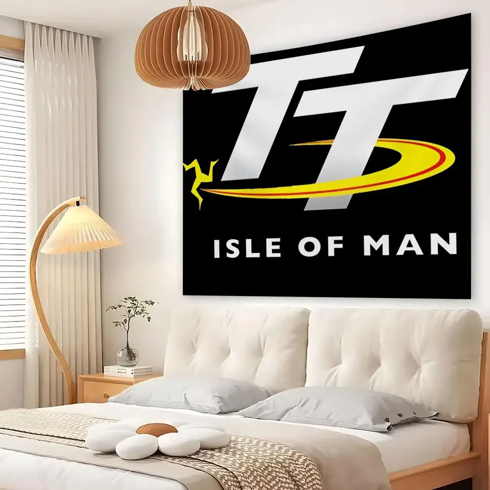 I-Isle Of Man TT Tapestry Custom Living Bedroom Party Dormitory Interior Wall Bohemian Decoration Attached Clip