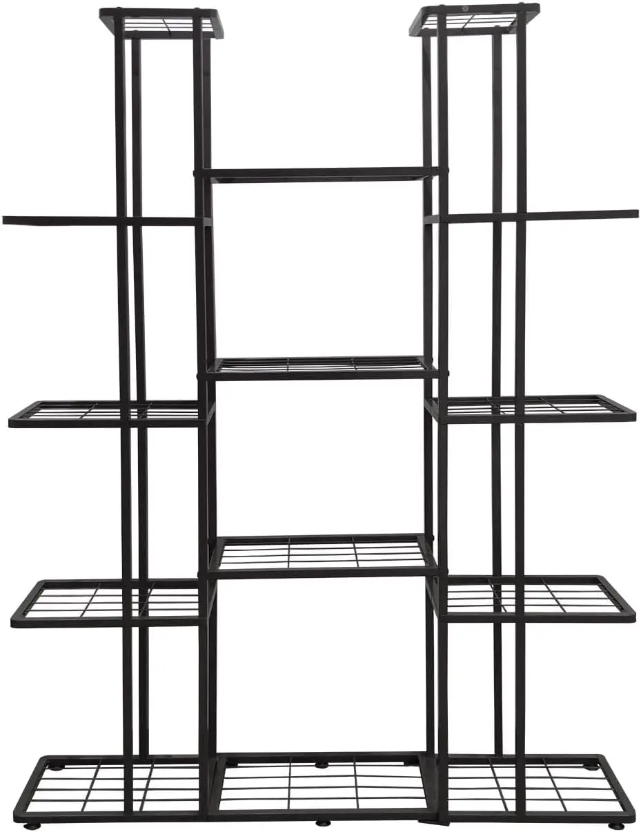

5 Tier 14 Potted Metal Large Plant Stand for Indoor Outdoor Flower Pot Display Planter Shelf, Charcoal Grey