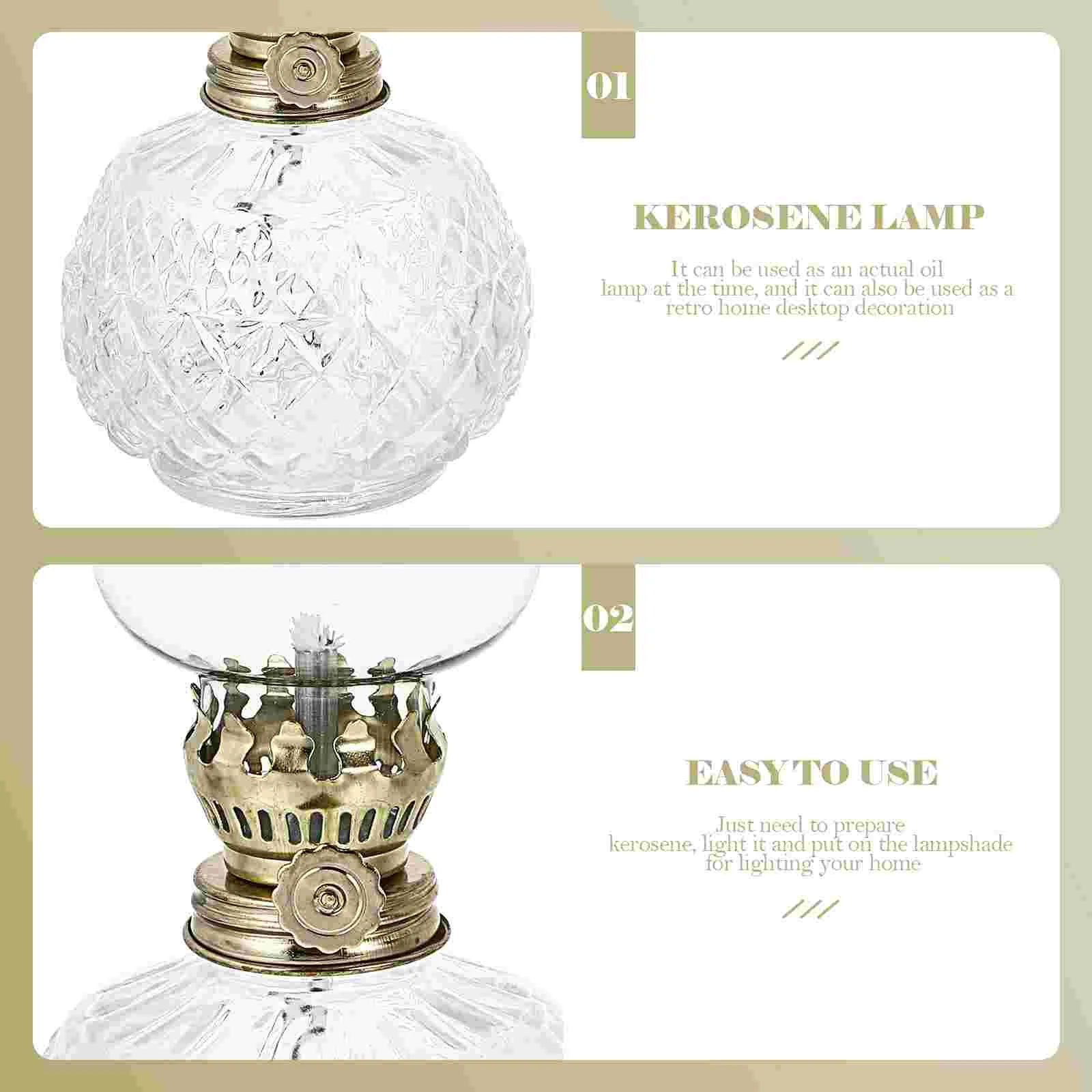 Lámpara de queroseno de vidrio, farol de aceite clásico, lámpara rústica de queroseno, lámpara de vidrio para cocina, hogar, exterior e interior