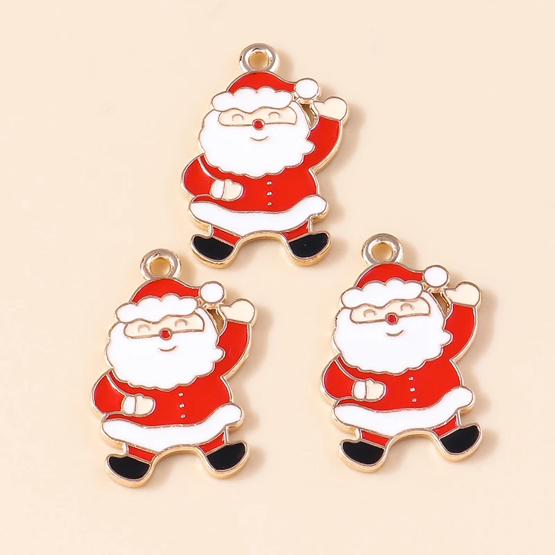 20 Stück 15x22mm Cartoon Emaille Weihnachtsmann-Anhänger für Schmuckherstellung, Ohrhänger, Halsketten, DIY-Bastelbedarf – Detail 3