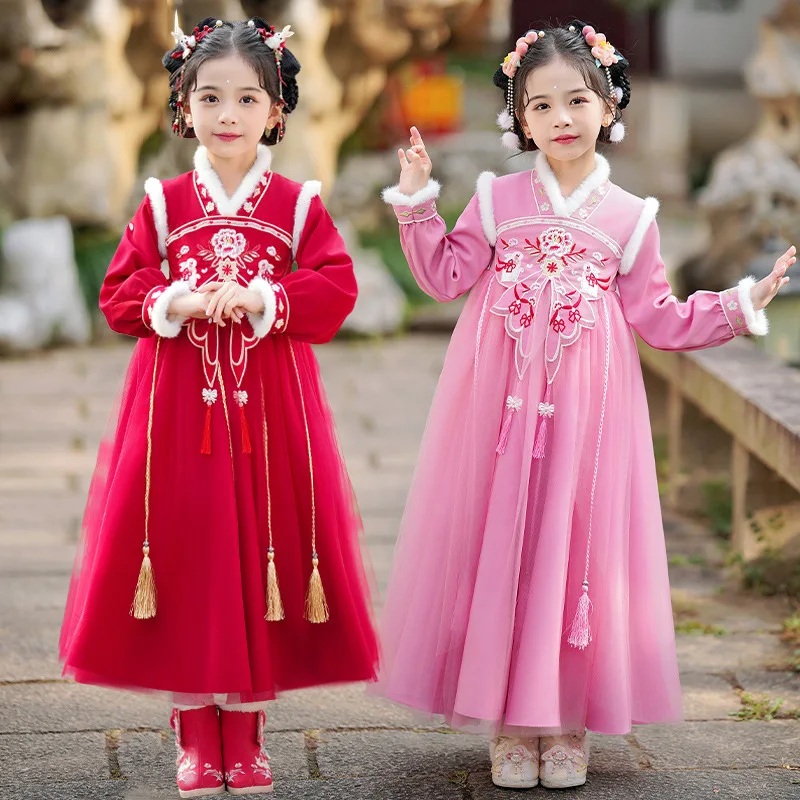 children-embroider-ancient-hanfu-princess-dress-birthday-gift-kids-perform-costumes-girls-tang-suit-chinese-new-year-clothing