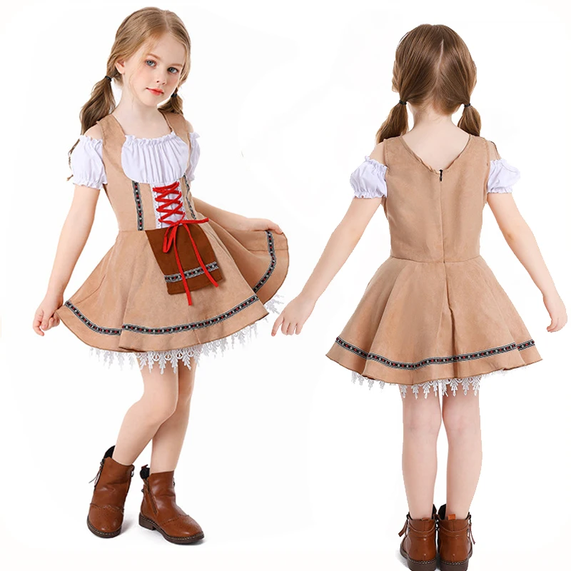 Colorful Munich Oktoberfest For Kid Costume Traditional Dirndl Dress Cosplay Carnival Parade Fancy Party Dress