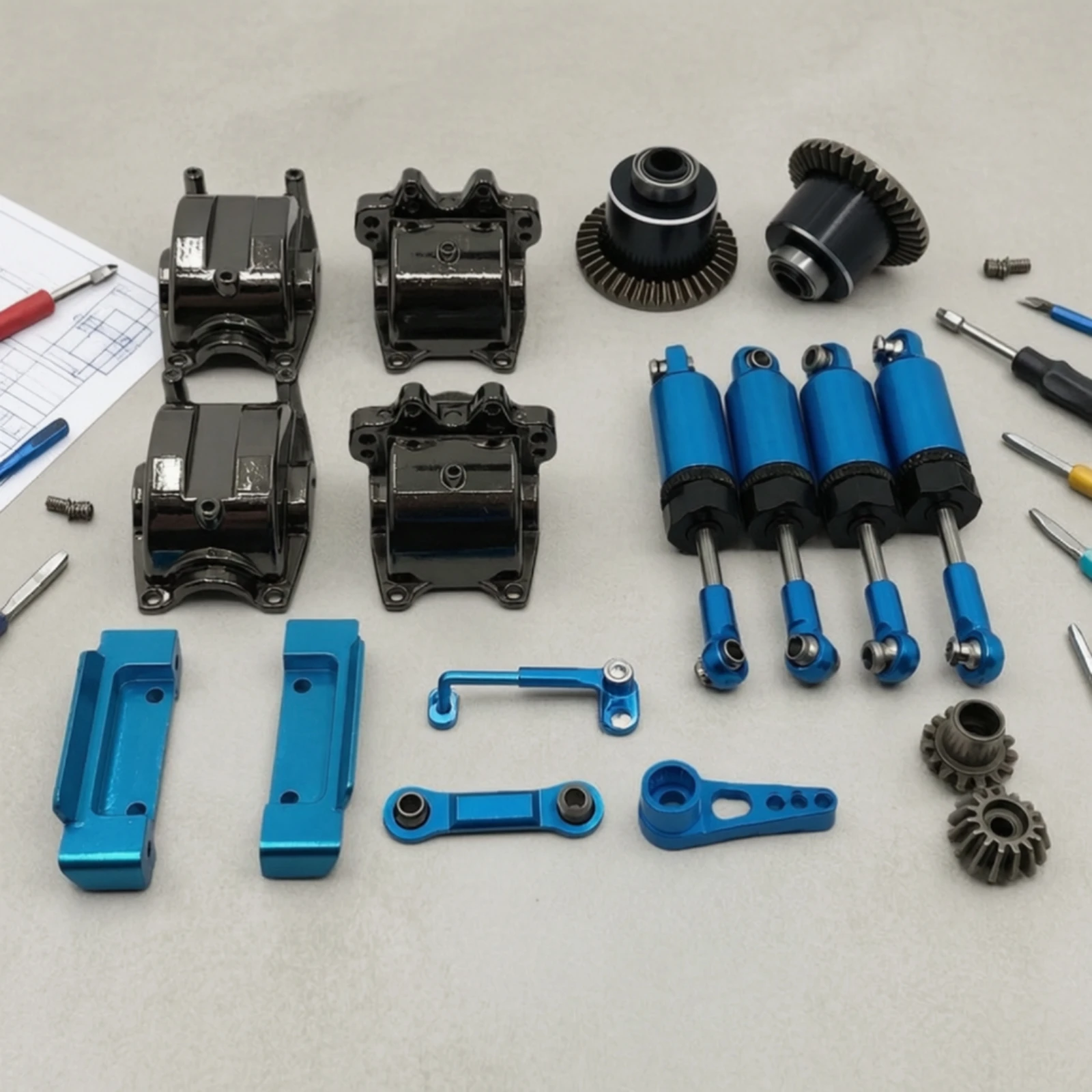 Differential Housing with Gears Exact Differential Gearbox Housing Cover Upgrade Kit High Compatibility Shock Absorbers