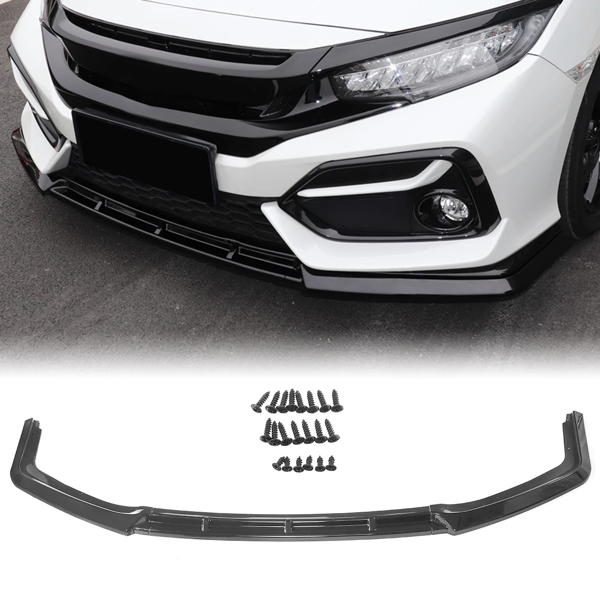 Front Bumper Lip Spoiler Splitter Body Kit Guard Deflector Diffuser For Honda Civic Hatchback & Si 2016-2021 Car Accessories