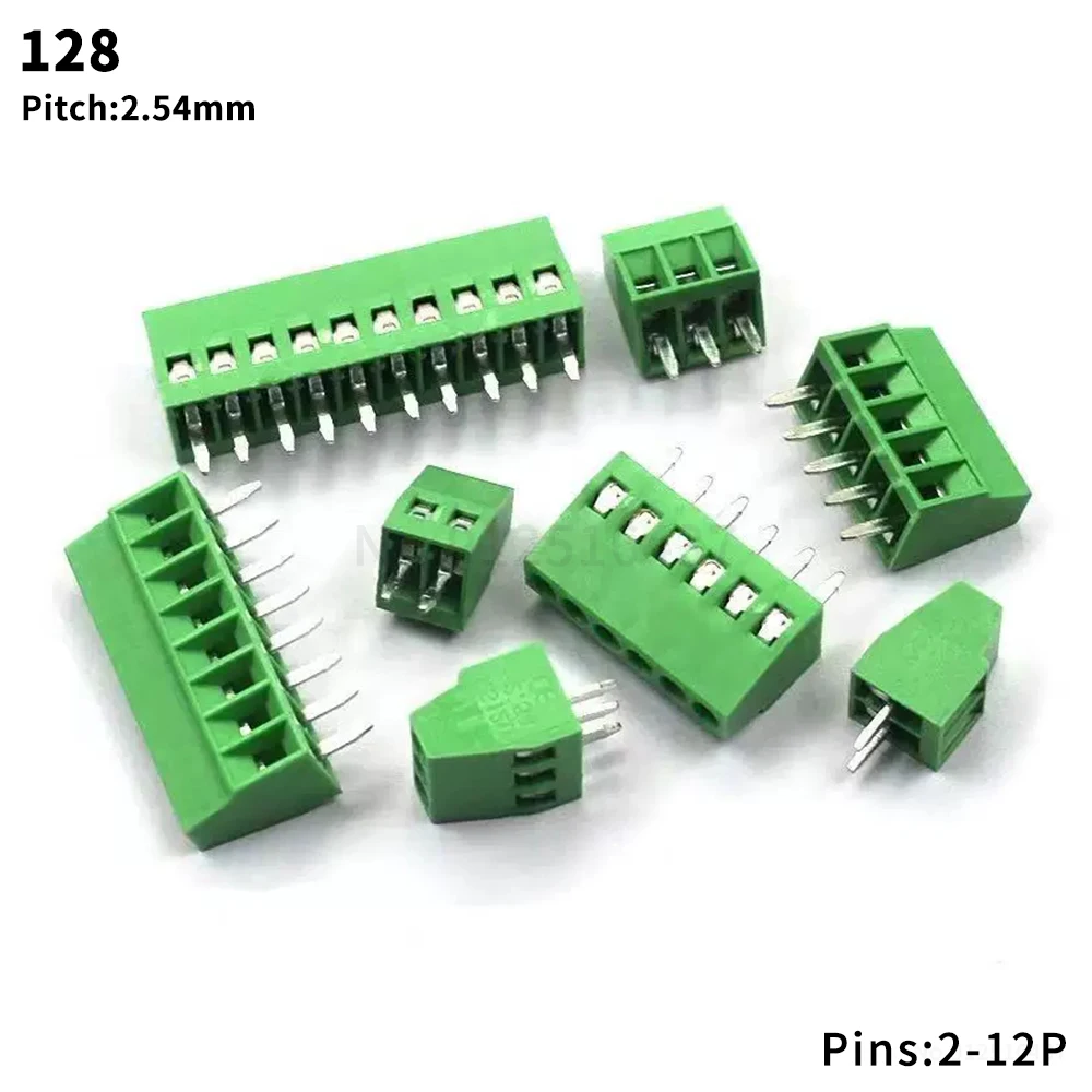 (10 Pcs) KF128 - 2.54mm Screw PCB Terminal Block Pitch JM128 2.54 150V / 6A Wire to Board Connector 2-16P 128 - 2.54
