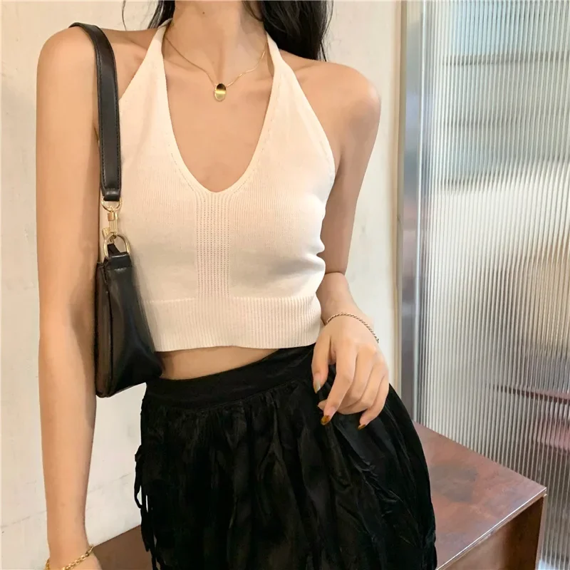 

Plus Size Women's Knitted Vest Short V-Neck Slim Fit Backless Belted Fashionable And Flattering for plus Size Women