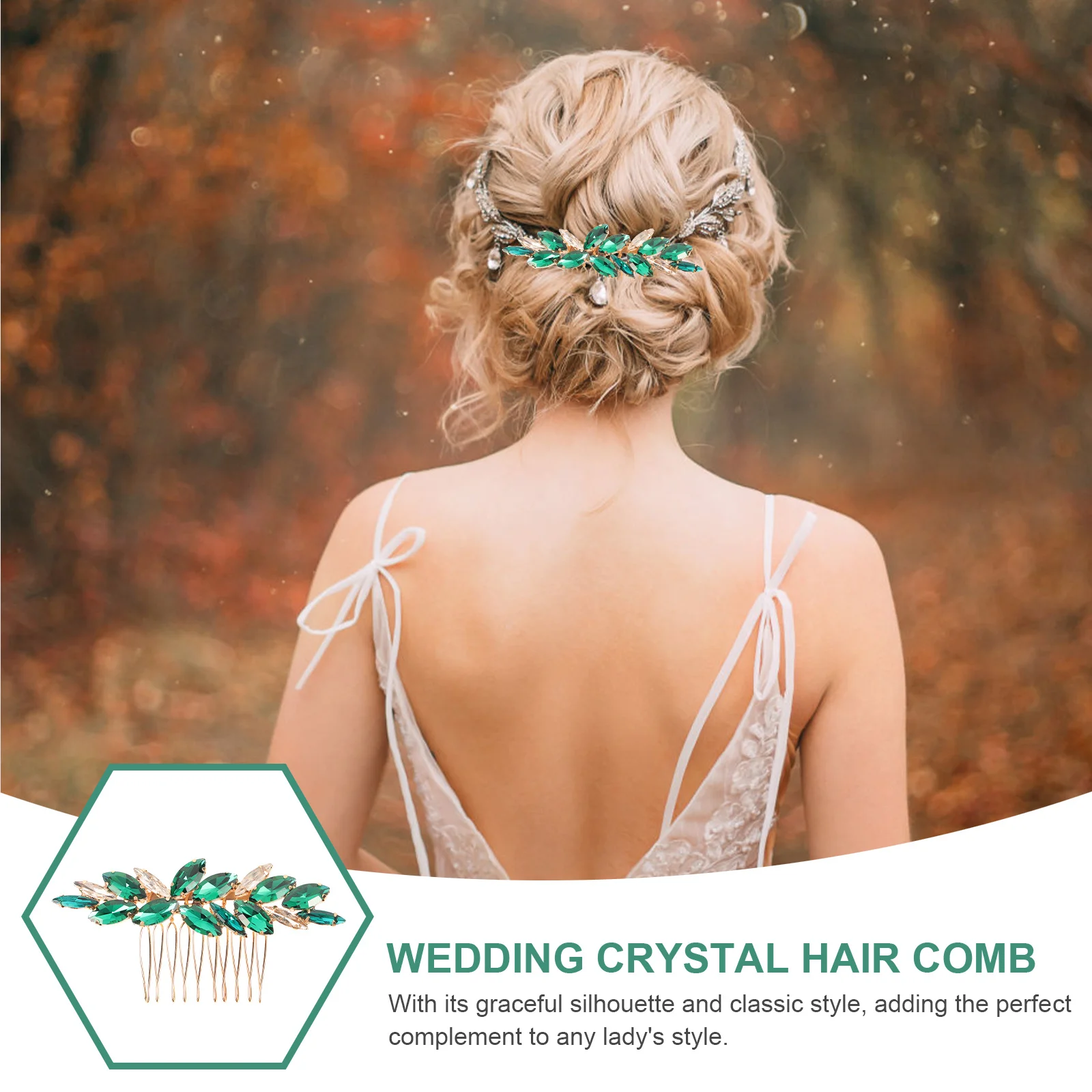 

Green Wedding Hair Comb Elegant Crystal Bridal Hair Side Comb For Bride Bridesmaid Wedding Party Jewelry Accessory