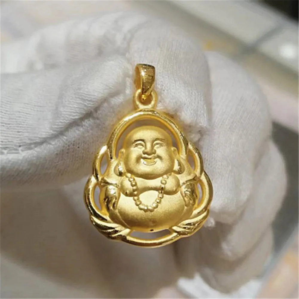 

Pure 999 24K Yellow Gold Women Bless Smile Buddha Pendant 3.3g