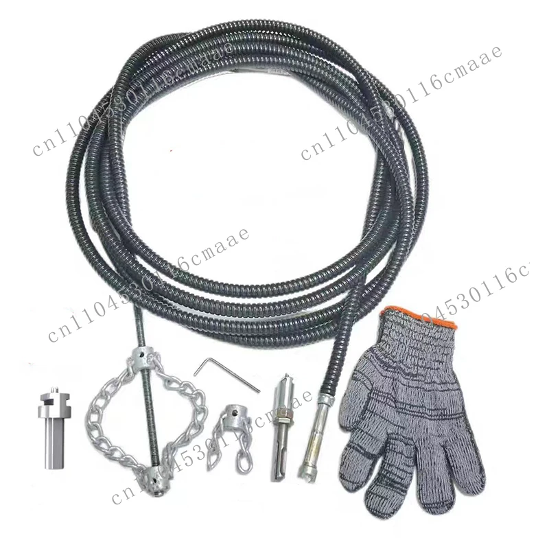 Handheld Drain Unblocking Tool with Solid Chain and Spring for Efficiently Clearing Oil Grease-Clogged Pipes