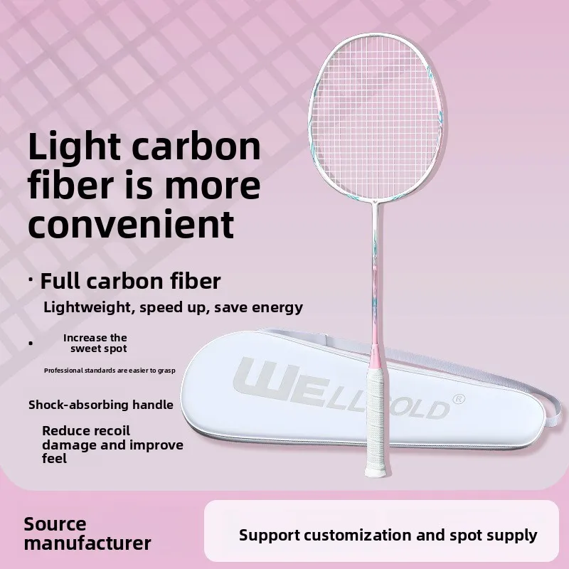 

Carbon Fiber Badminton Racket 5U Ultra Lightweight Durable Professional Adult Men Women Single Racket Set Bag Wholesale Li-ning