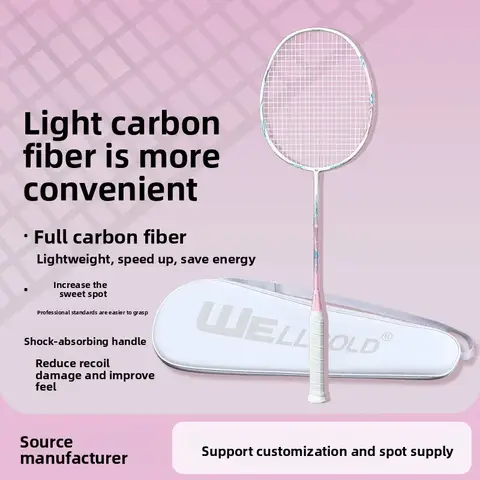 Carbon Fiber Badminton Racket 5U Ultra Lightweight Durable Professional Adult Men Women Single Racket Set Bag Wholesale Li-ning