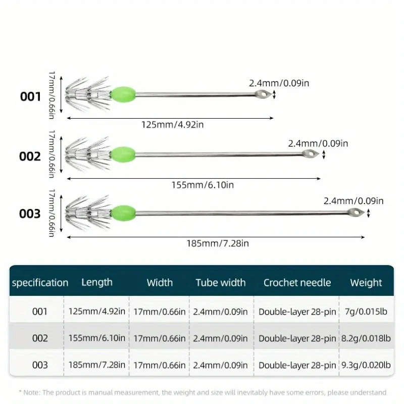 Ackibbik 5 قطعة 12/15/18 سنتيمتر الحبار مظلة هوك الفولاذ المقاوم للصدأ الروبيان هوك الكروشيه 2-Layer الحبار مظلة الصيد السنانير المياه المالحة