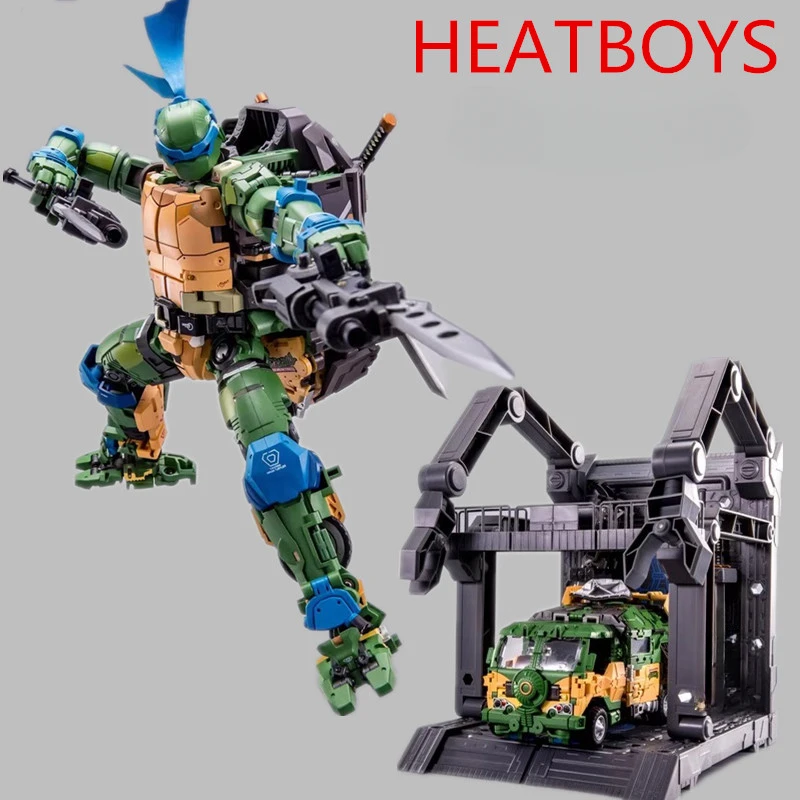 In Stock Transformation HEATBOYS Ninja Turtles Leonardo HB0018 Alloy Deformable Turtle Car Action Figures Toy Gift Collection