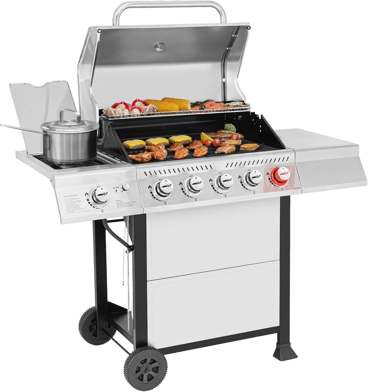 

Gourmet GA5401T 5-Burner Propane Gas Grill with Sear Burner and Side Burner, Stainless Steel BBQ Grill with 632 Sq. In. Gr