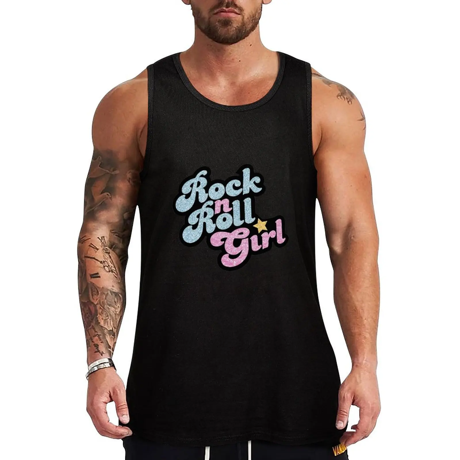 

Rock n' Roll Girl Tank Top gym shirts Men's sleeveless t-shirt mens gym clothes