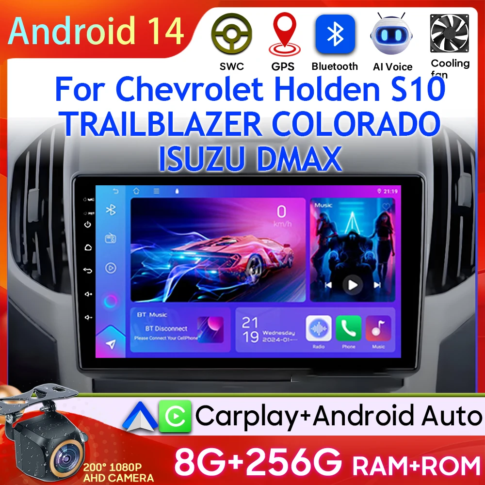 Android 15 Video Player Carplay For Chevrolet Holden S10 TRAILBLAZER COLORADO ISUZU DMAX GPS Car Radio Audio Multimedia Stereo