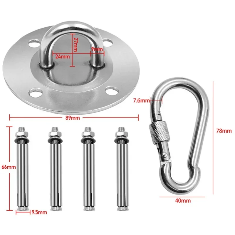 Heavy Duty Swing Hooks Stainless Steel Hammock Wall Mount Anchor Hooks with 4 Screws Aerial Yoga Sandbag Swing Gym Accessories