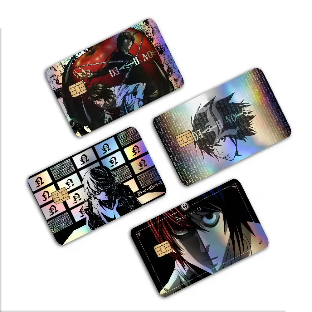Anime Death NoteS Gradient Laser Bank Card Stickers Waterproof Trendy DIY Accessories
