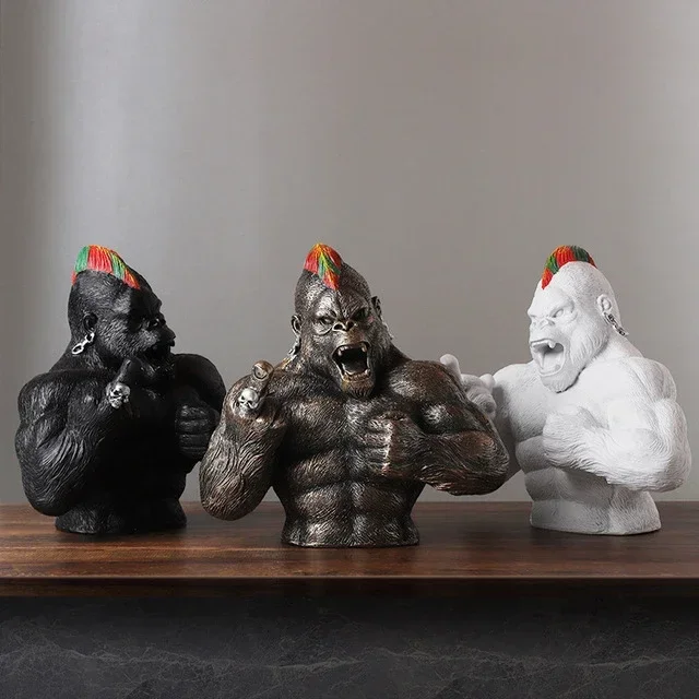 

Modern Angry King Kong Gorilla Resin Accessories Home Livingroom Desktop Furnishing Decoration Bookcase Cabinet Figurines Crafts