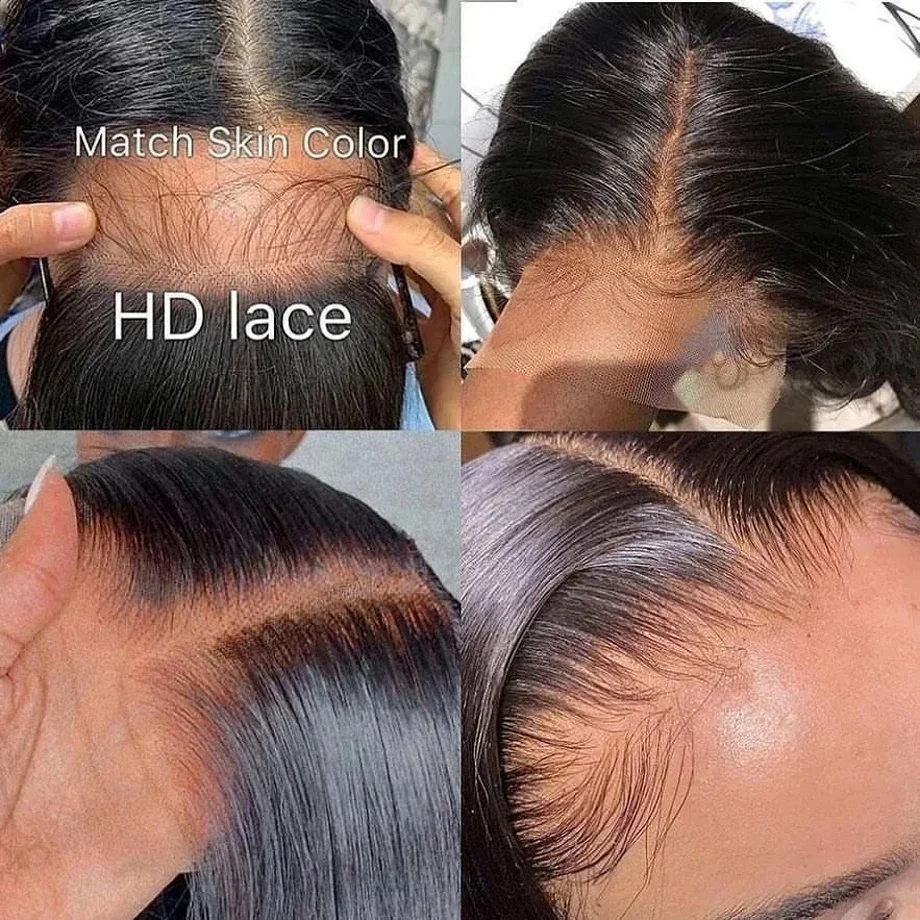 Peruca Frontal Do Laço Brasileiro Para Mulheres Negras, Perucas De Cabelo Humano, Onda Do Corpo Transparente, Cabelo Bling, HD, 13x6, 40 ", 4x4, 5x5