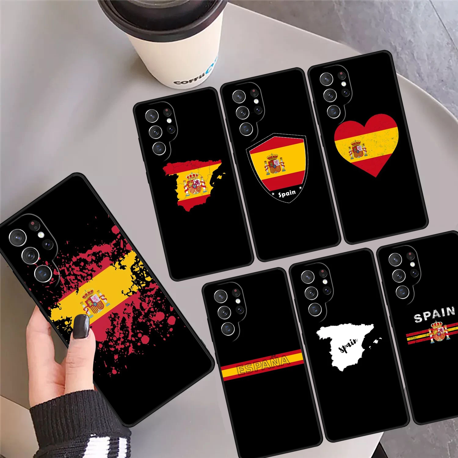 

Чехол для телефона с флагом Испании, чехол для Samsung Galaxy S24 S25 Ultra S23 S22 Plus S21 FE S20 Note 10 20 Pro