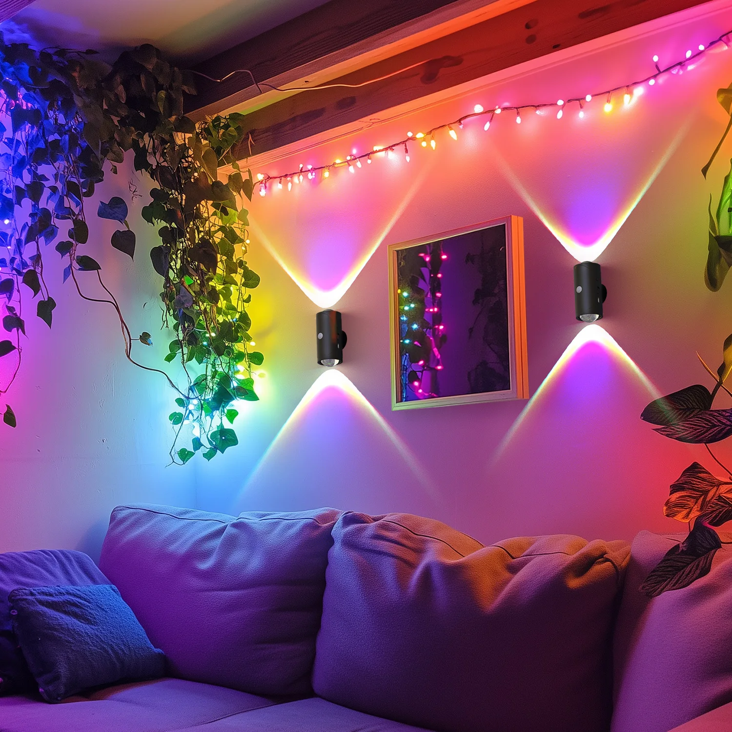 LED-Bewegungsmelder-Licht, 8 Lichteffekte, Auf-/Ab-Beleuchtungsdesign, wiederaufladbare kabellose Wandlampen für Schlafzimmer und Flur im Innenbereich