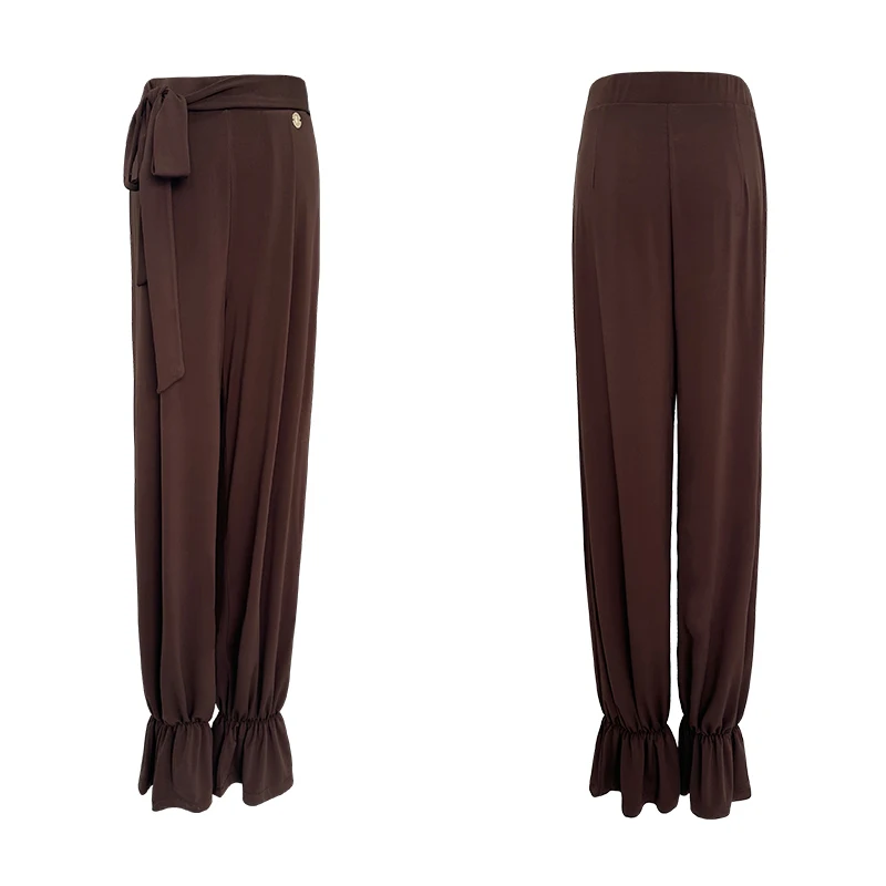 ใหม่ Latin Dance กางเกงผู้หญิง Waltz บอลรูมเต้นรําเสื้อผ้าสีดําสีน้ําตาล Latin กางเกงผู้ใหญ่ Cha Cha Rumba ฝึกสวมใส่