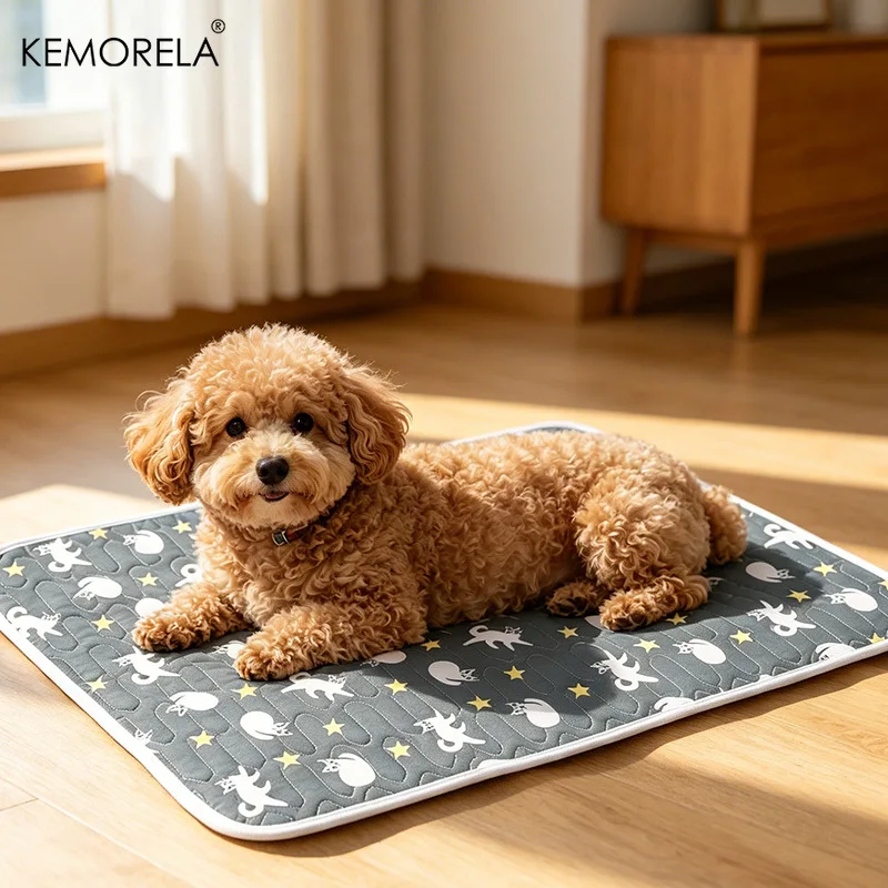 Sommer-Eisseide Haustier-Kühlmatte Wasserdichte Hunde- und Katzen-Schlafunterlage Rutschfeste Waschbare Sofaauflage Selbstkühlende Haustierbett-Accessoires – Detail 8