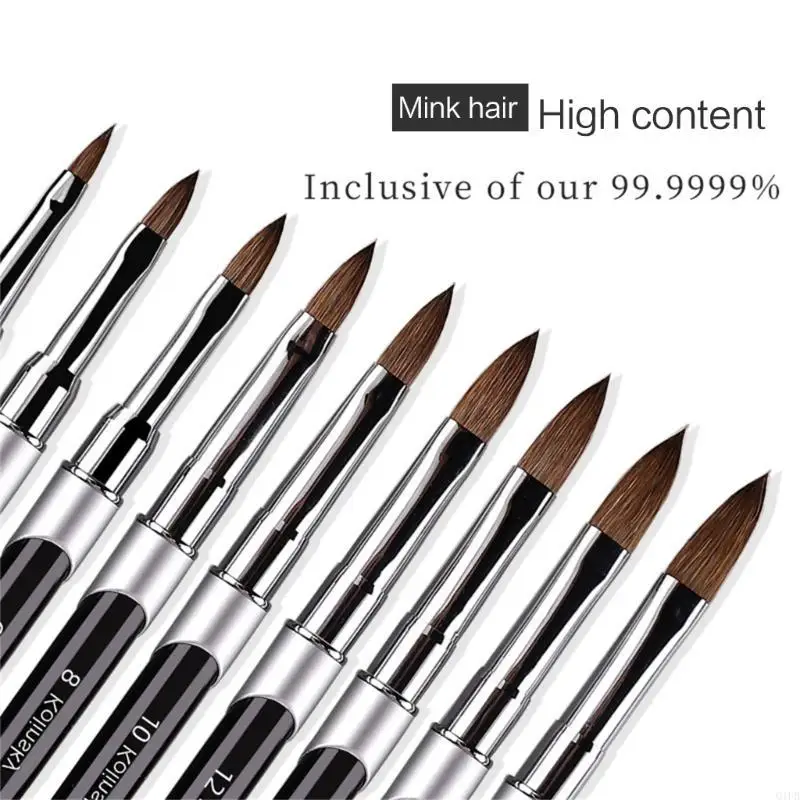 Q1FB Kolinsky Sable Acrylbürste UV -Gelschnitzbissen Flüssigkeit Pulver DIY -Nagel