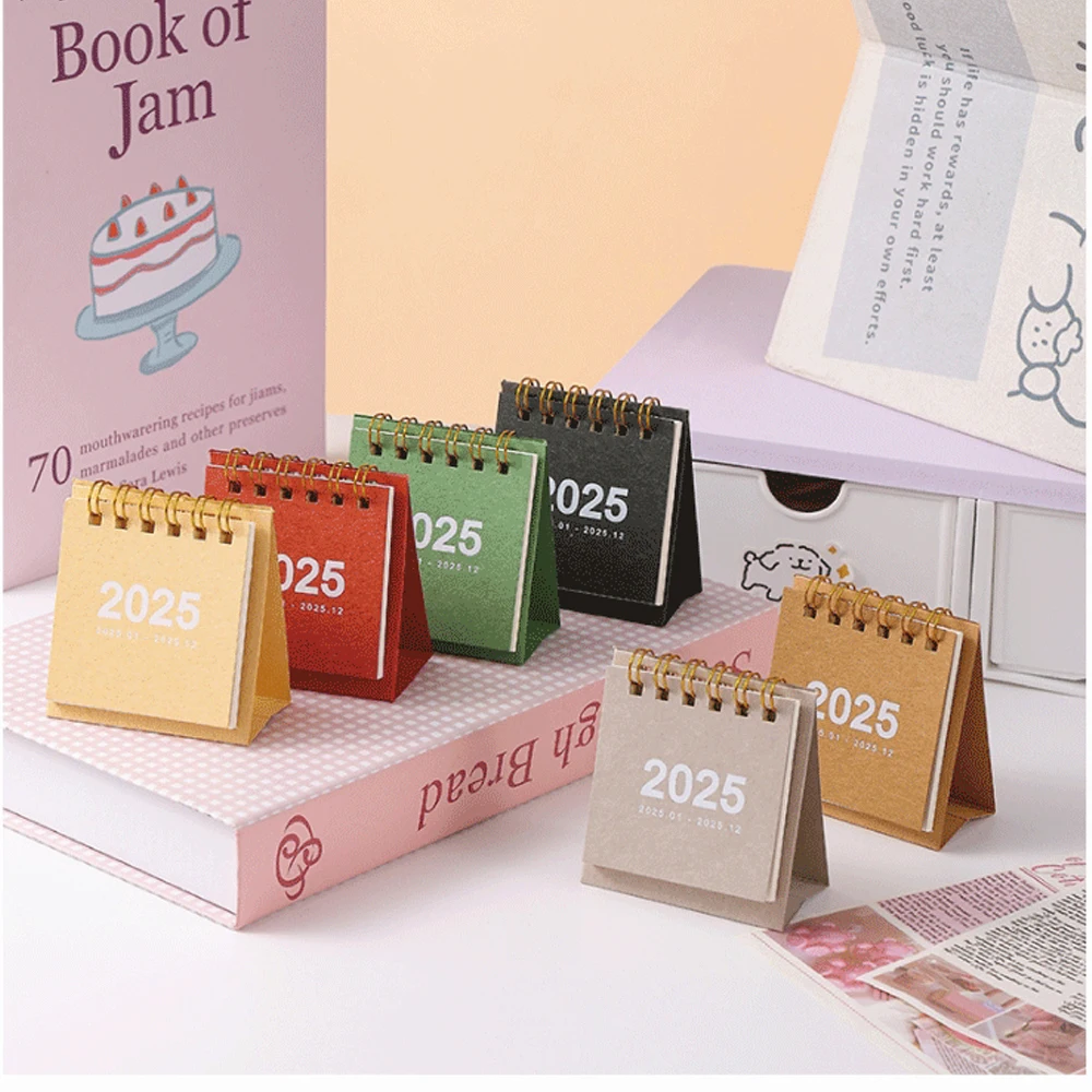 New 2025 Mini Spiral Desk Calendar multicolor To Do List Daily Monthly Yearly Planner Compact Time Organiser ﻿Desk Decorations