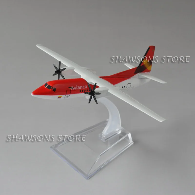 1:200 Scale Diecast Metal Plane Model Toys Fokker F50 Avianca Airliner 16cm Miniature Replica