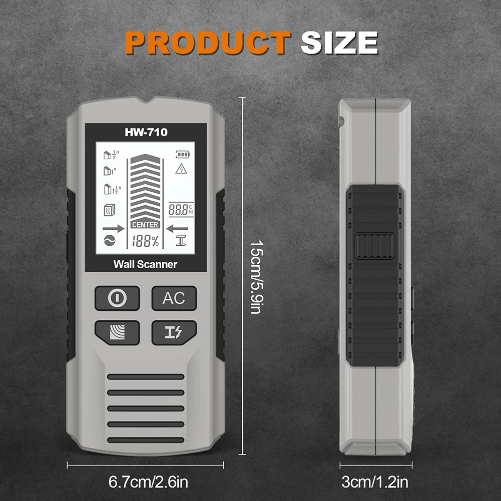 6 in 1 Wall Metal Detector Depth Wall Stud Finder Metal Wood Studs AC Voltage Live Wire Detect Wall Scanner Electric Box Finder