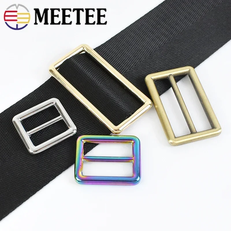 4/10pc Meetee 20/26/32/38/50mm Tri-Glide Slider Adjust Metal Buckles for Backpack Web Strap DIY Bag Belt Leather Craft Accessory