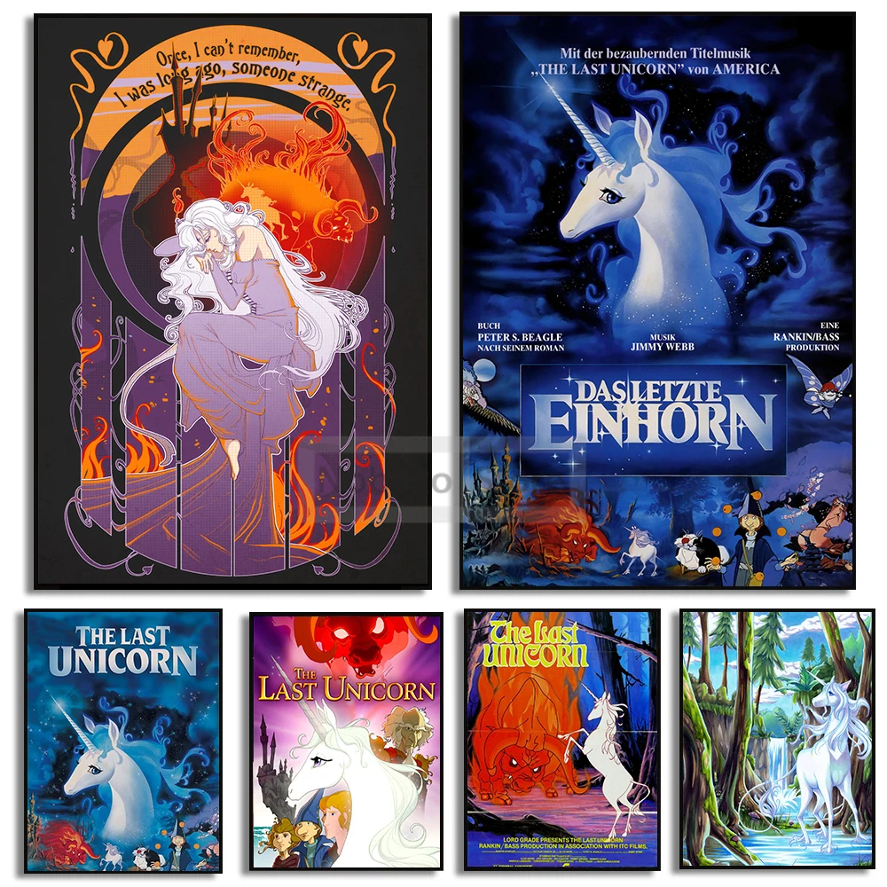 Classic French Animated Films The Last Unicorn Poster Animated Movies Prints Canvas Painting Wall Art Pictures Home Room Decor