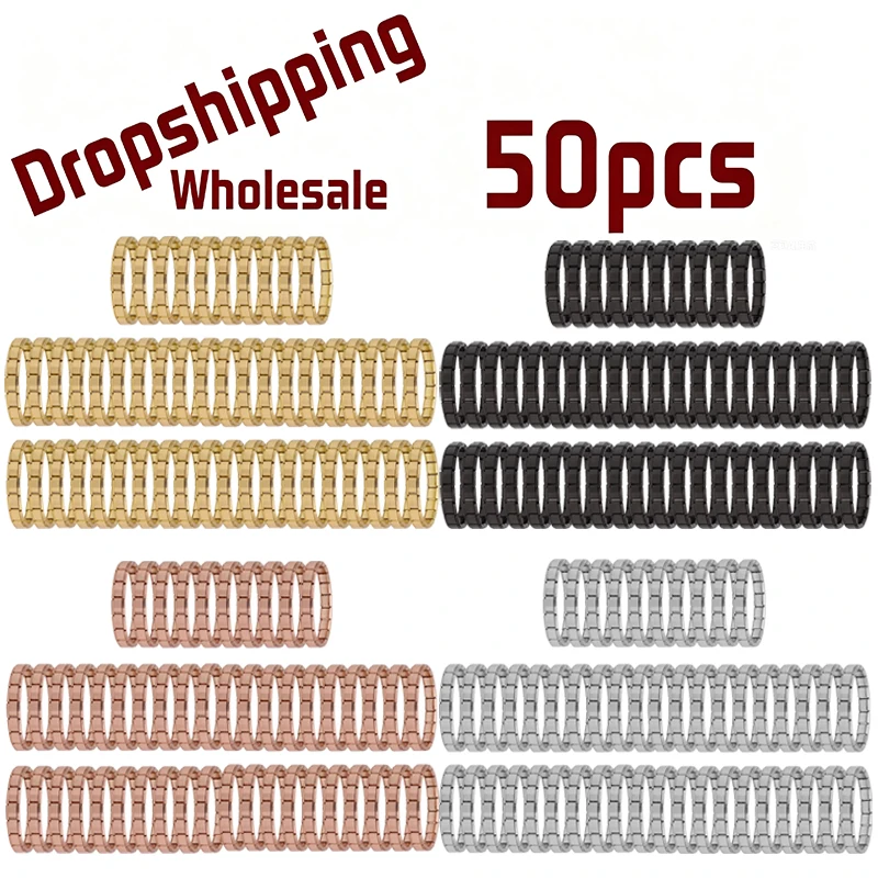 Hapiship 50Pcs 9mm Italian Charm Bracelet,Stainless Steel DIY Composable Chain,Solid‑Color,Wholesale Dropshipping for Men Women