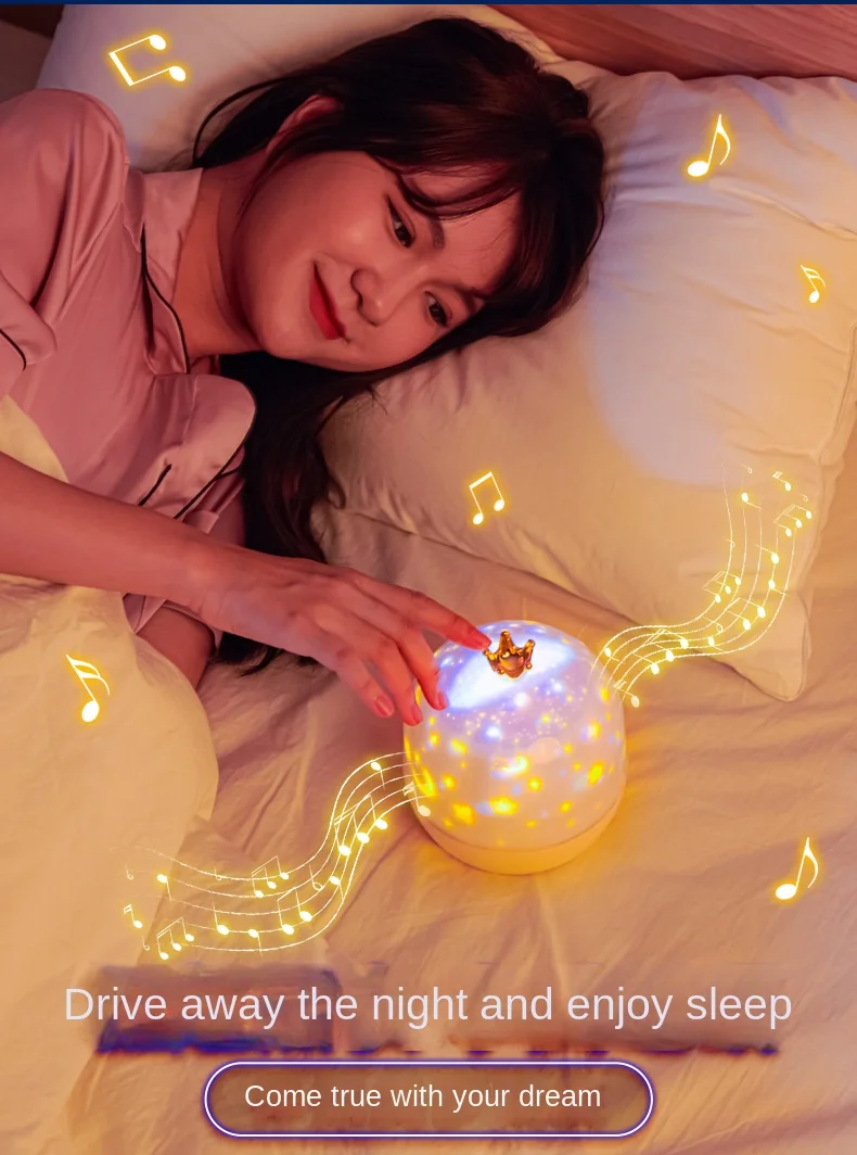 Galaxy Light Projector Star Night Light com Bt Speaker Controle Remoto Recarregável Rotate Led Lâmpada para Decoração Do Quarto