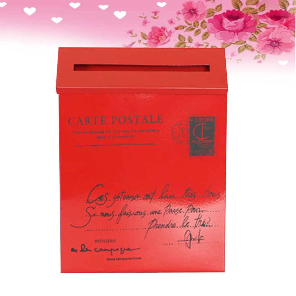 

Retro Post Box Durable Metal Mailbox Home Wall Decor Letter Printing Design Unique Decorative Photo Prop