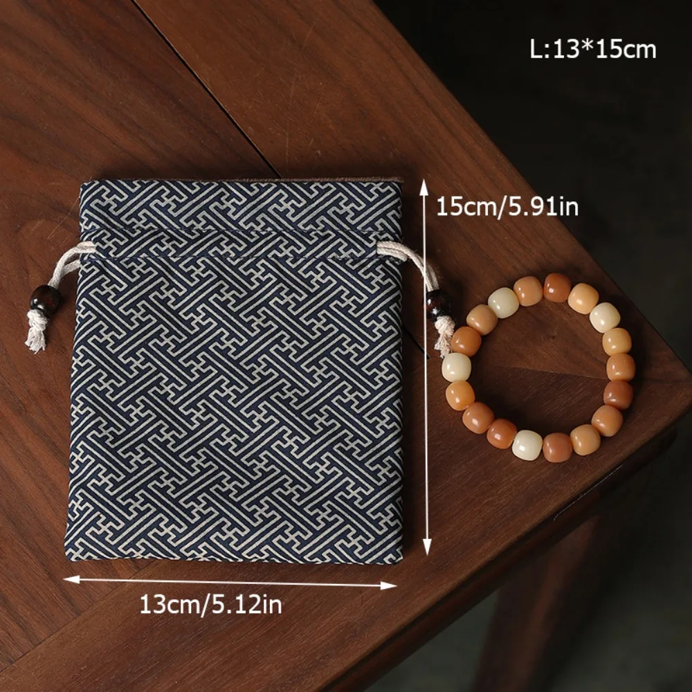 Versatile Linen-cotton Jewelry Storage Bag Chinese Style Portable Bracelet Bead Bag Dustproof Drawstring Bag Bead
