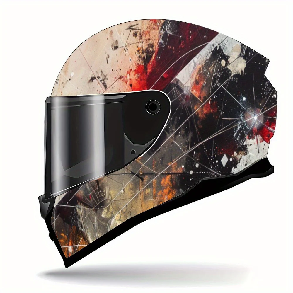 Edgy Abstract Planet Art Helm-Vinylfolien, wasserdichte, selbstklebende Helm-Vinylfolien, Oberflächenschutz, personalisierter Motor