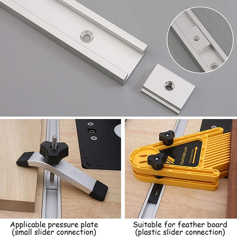 1 conjunto de liga de alumínio t-trilhas slot mitra pista e barra slider serra de mesa mitra calibre haste diy ferramentas para trabalhar madeira